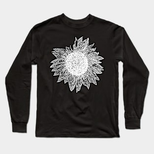 Classic simple Sunflower line art white Long Sleeve T-Shirt